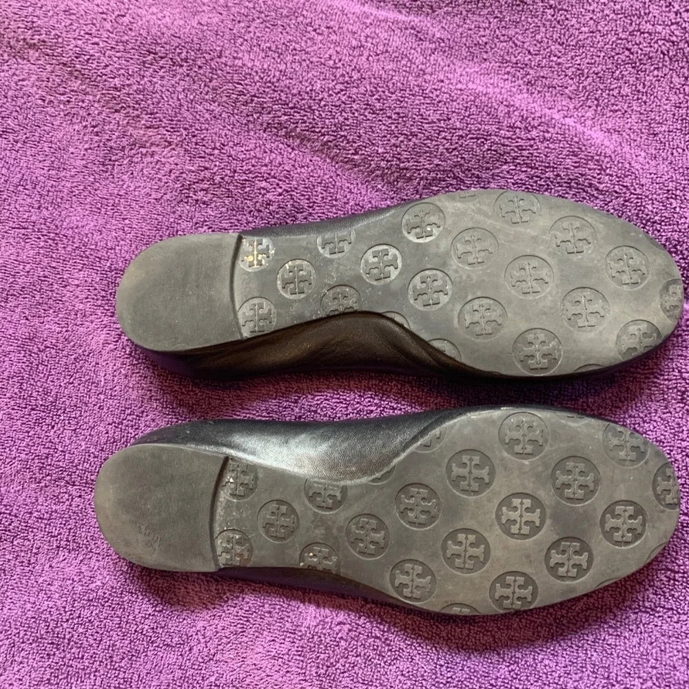 Tory Burch Black Leather Reva Flats sz 8.5M